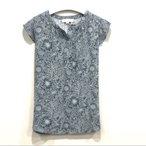 LOFT Floral Henley Petal Sleeve Tee